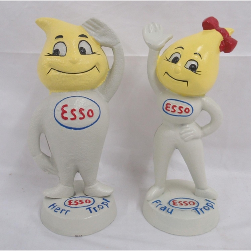 Pair of Esso Herr Tropf and Frau Tropf cast metal money boxes, H 22cm