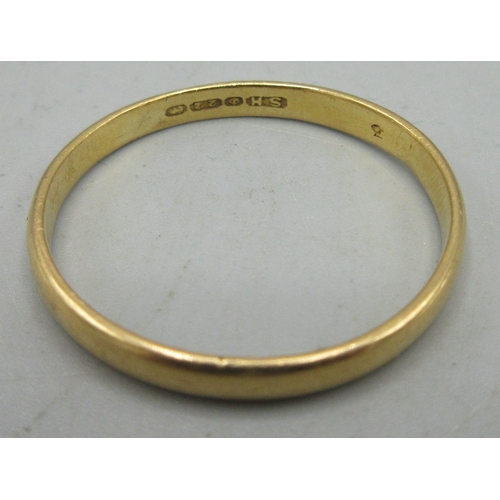 150 - 22ct yellow gold ring band, stamped 22, size X, 3g