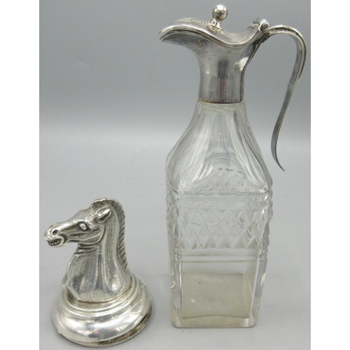 203 - WITHDRAWN - George III silver mounted cut glass oil decanter by John Watson & Son, Sheffield 1813, a... 