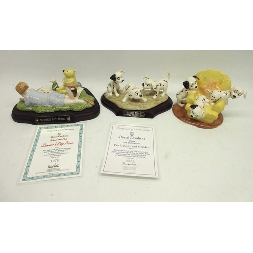 733 - Royal Doulton Winnie the Pooh Summer's Day Picnic WP21, 1076/5000, 101 Dalmatians Patch, Rolly and F... 