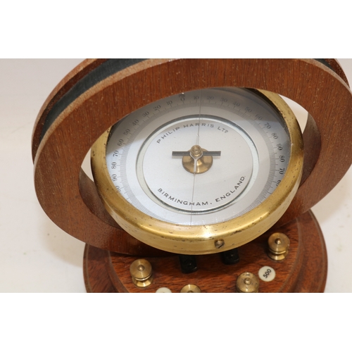 770 - Horizontal tangent laboratory galvanometer by Philip Harris & Co., Birmingham, wooden case with bras... 