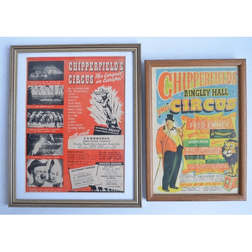 788 - Two framed and glazed small event posters for Chipperfield's Circus, Cambridge and Bingley Hall Circ... 