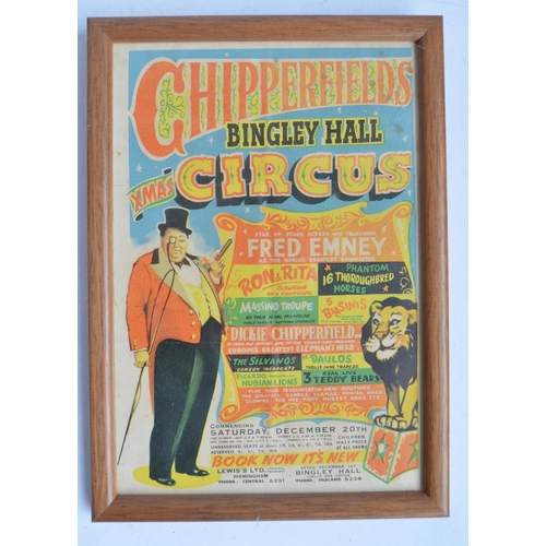 788 - Two framed and glazed small event posters for Chipperfield's Circus, Cambridge and Bingley Hall Circ... 