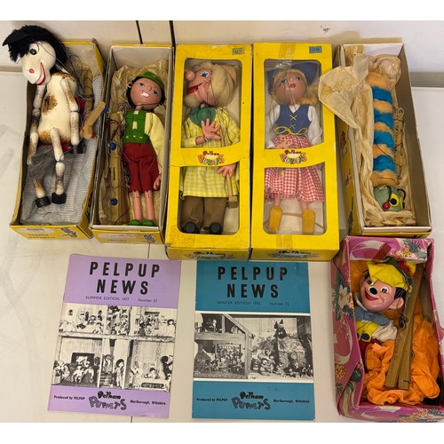 799 - Collection of Pelham Puppets, incl. Caterpillar, Horse, Tyrolean Boy, etc., and two copies of Pelpup... 