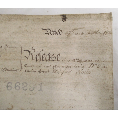 232 - 19th October 1805 Indenture relating to No. 8 Union Street Deptford Kent, small leather bound photog... 