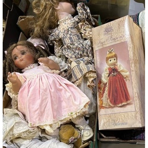 811 - Collection of late 20th century bisque head dolls incl. Precious Moments Four Seasons doll, etc.