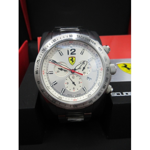 298 - Scuderia Ferrari stainless steel quartz chronograph wristwatch with date, signed silvered dial, thre... 