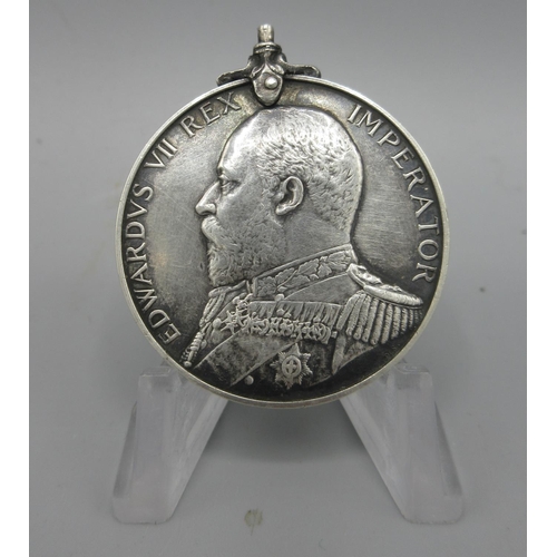 729B - 1903 Edw.VII transport medal (lacking clasp), awarded to WJ Dickinson of the Mercantile Marine