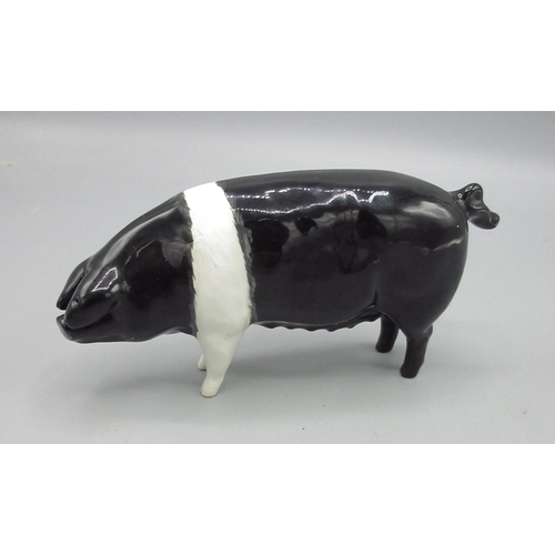 376 - Beswick Merrywood Silver Wings S6, saddleback pig, H8cm