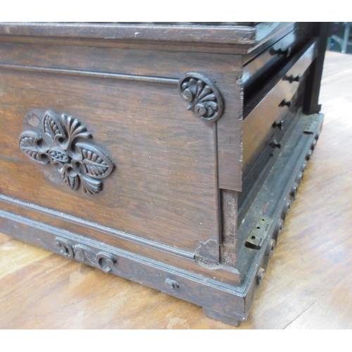 699 - Regency rosewood coin collectors cabinet, decorated with Vitruvian scrolls and Anthemion, lobed top ... 