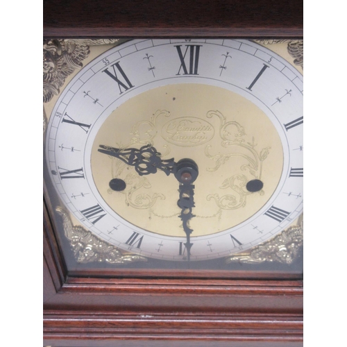 1313 - Comitti London retailed by Inglis & Son York, George III style mahogany bracket clock, caddy top wit... 