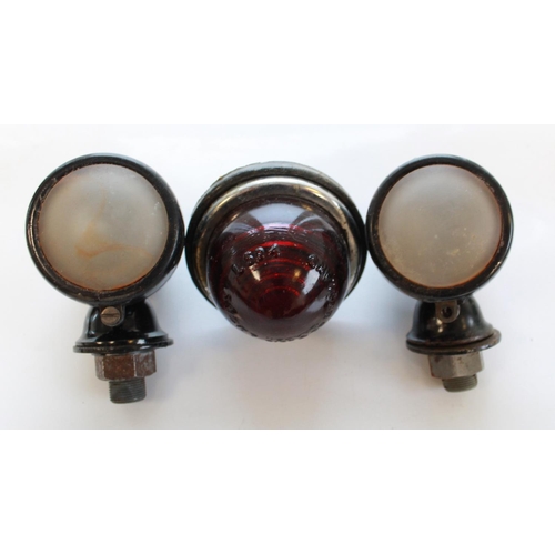 374 - Collection of vintage car lights. Rear lights, fog lights, Small wing lights, reversing lights, Made... 