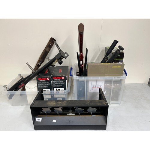 273 - Collection of air rifle accessories, incl. Gamo and Remington targets, gun cases, etc.  A/F (3 boxes... 