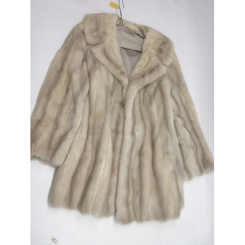 186 - Ladies Mink coat in ivory/light grey fur, by K. West London, Ladies size 6-8, Ladies mink coat in da... 