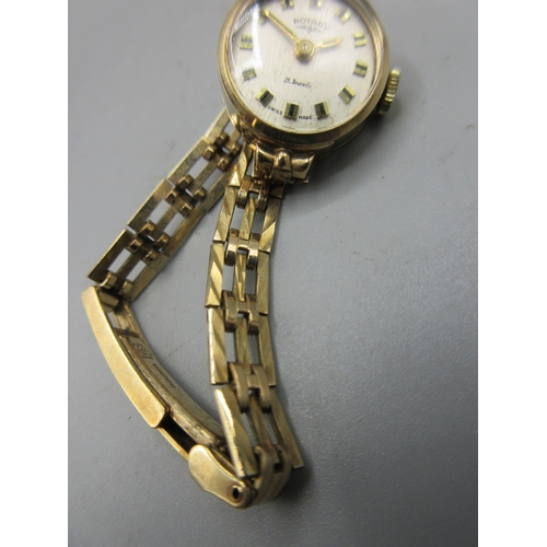 281 - Rotary ladies 9ct gold wristwatch on 9ct gold gate type bracelet, hallmarked .375, signed brushed si... 