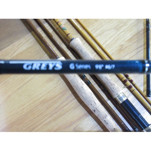 1227 - Greys G-Series 9'6'' #6/7 3-pce Trout fly rod rod in bag, Mitre-Hardy 'The Alder' 3-pce split cane T... 