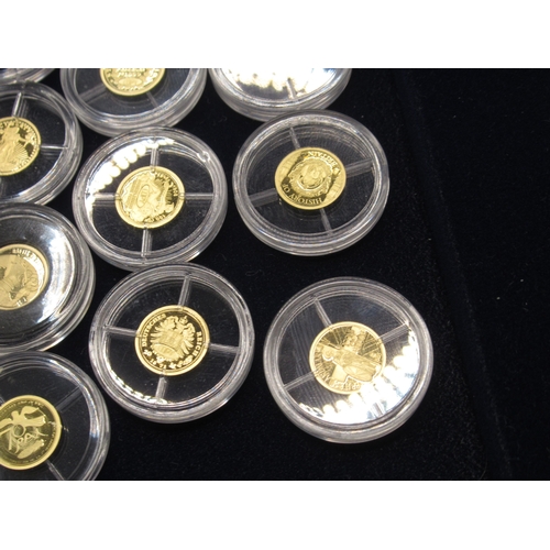 24 - Collection of 35 encapsulated 0.5g gold coins, with 17 COA's, comprising 11 .333, 23 .585 and a Quee... 