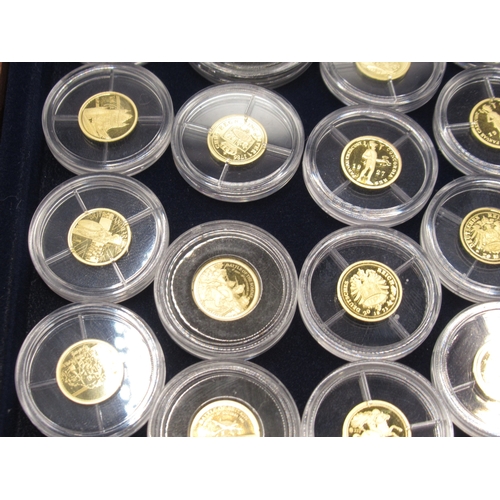 24 - Collection of 35 encapsulated 0.5g gold coins, with 17 COA's, comprising 11 .333, 23 .585 and a Quee... 