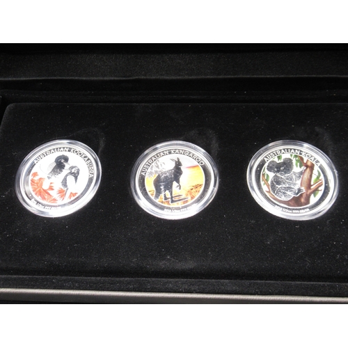 75 - The Perth Mint - Australian Outback Coloured Silver Coin Collection 1/2oz Silver Three Coin set