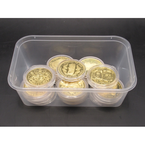 100 - Collection of 18 encapsulated gold plated proof commemorative coins