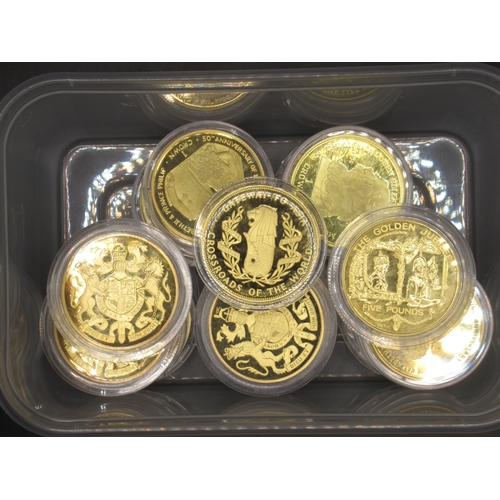 100 - Collection of 18 encapsulated gold plated proof commemorative coins