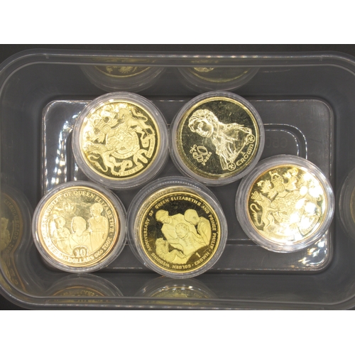 100 - Collection of 18 encapsulated gold plated proof commemorative coins