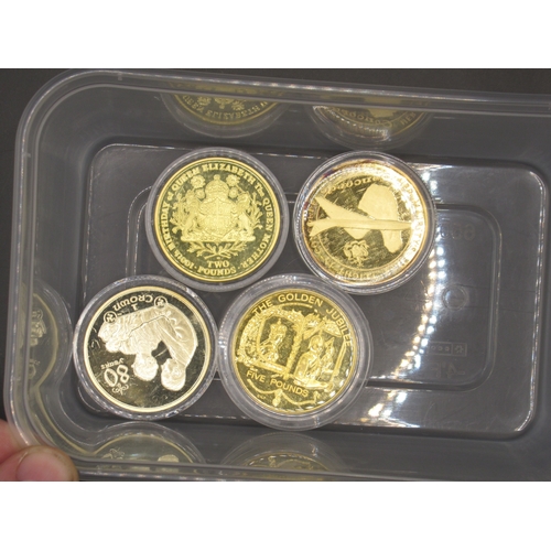 100 - Collection of 18 encapsulated gold plated proof commemorative coins