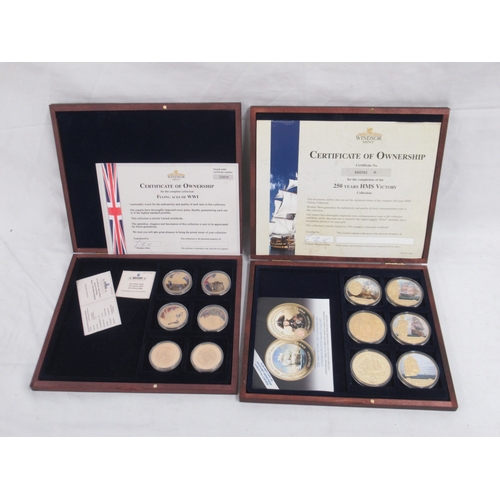 141 - Windsor Mint Flying Aces of WWI 6 encapsulated coin set and Windsor Mint 250 Years HMS Victory 6 enc... 