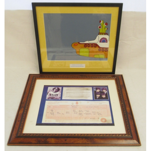 333 - The Beatles Yellow Submarine framed Animation cell, 51cm x 46.7cm & a facsimile framed montage of Jo... 