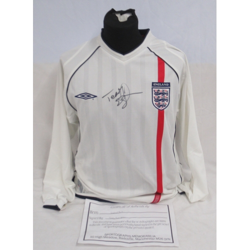 349 - Teddy Sherringham Signed England shirt, size M with COA from Sportographs Memorabilia