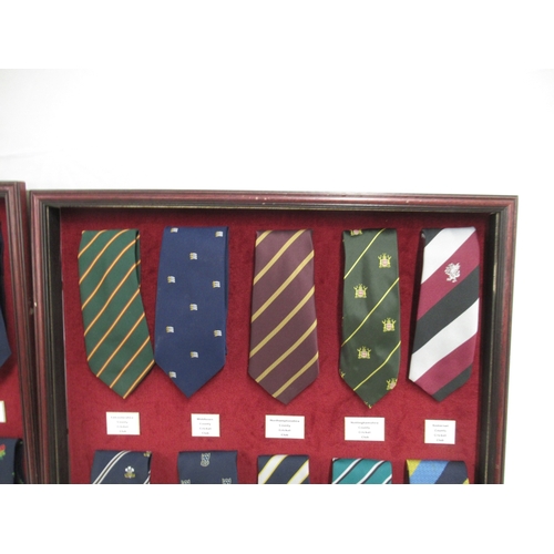 353 - Collection of 20 British Cricket Club Ties in 2 frames from Yorkshire, Northamptonshire, Glamorgan, ... 