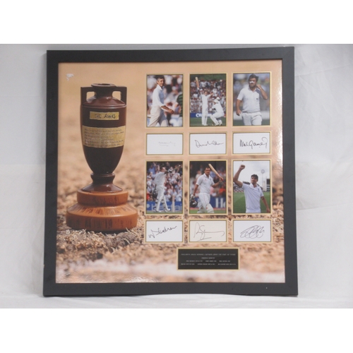 354 - Framed ' England's Ashes Winning Captains over the past 60 years ', Montage of Six Photographs of Pl... 