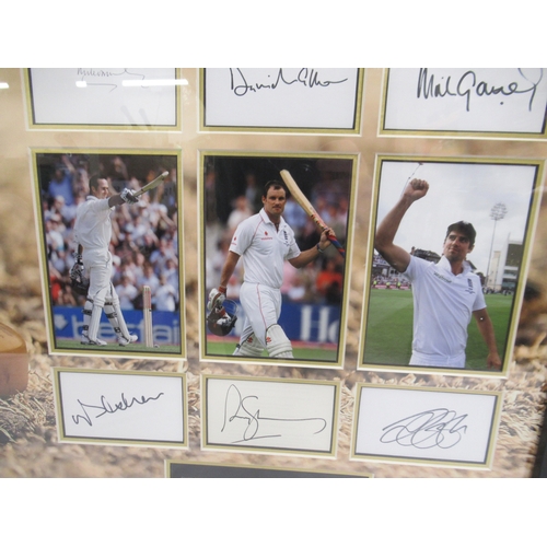 354 - Framed ' England's Ashes Winning Captains over the past 60 years ', Montage of Six Photographs of Pl... 