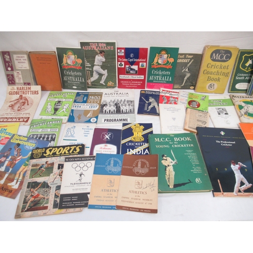 365 - Mixed collection of sports programmes and books covering Cricket, Tennis, Basketball, etc.