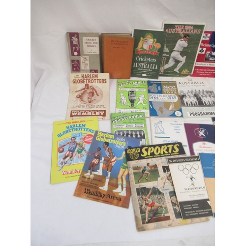 365 - Mixed collection of sports programmes and books covering Cricket, Tennis, Basketball, etc.