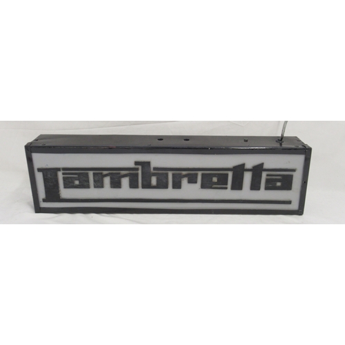 385 - Illuminated Lambretta sign, a/f, 71.5cm x 10cm x 19.5cm