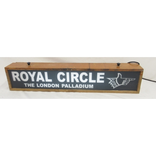 397 - Royal Circle The London Palladium one sided illuminated sign in wood case, 78.4cm x 10.7cm x 15.5cm