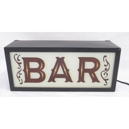 398 - Small 'Bar' illuminating sign, 37.3cm x 12cm x 16cm, a/f