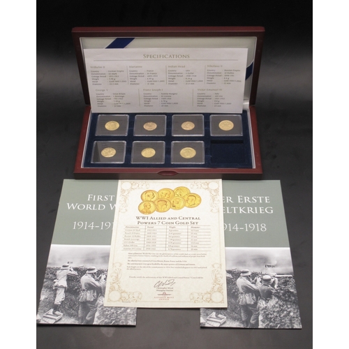 30 - The London Mint Office - WWI Allied and Central Powers 7 Coin Gold Set, encapsulated in case with CO... 