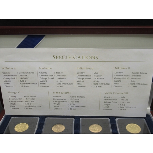 30 - The London Mint Office - WWI Allied and Central Powers 7 Coin Gold Set, encapsulated in case with CO... 