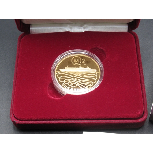 29A - Royal Mint - Queen Mary 2 Official Commemorative 22ct Gold Medal, No.081/100, encapsulated in origin... 