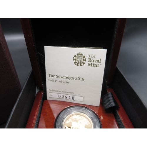 8 - The Royal Mint - The Sovereign 2018 Gold Proof Coin, encapsulated in original case and box with COA,... 