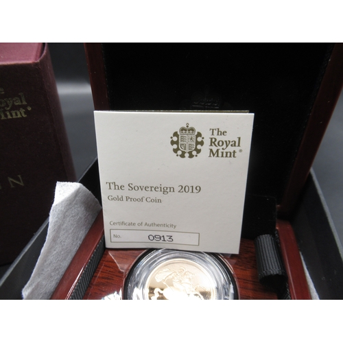 9 - The Royal Mint - The Sovereign 2019 Gold Proof Coin, encapsulated in original case and box with COA,... 