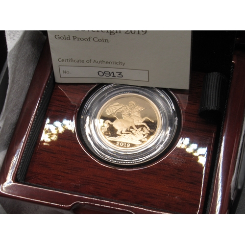 9 - The Royal Mint - The Sovereign 2019 Gold Proof Coin, encapsulated in original case and box with COA,... 