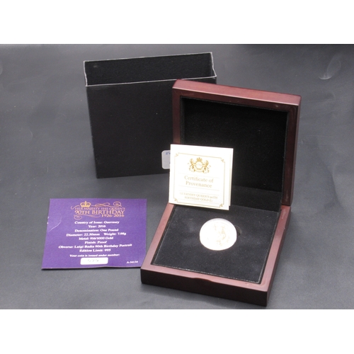 10 - CPM - Guernsey Queens 90th Birthday Gold £1, encapsulated in case with 2 COAs, Limited Edition No.07... 