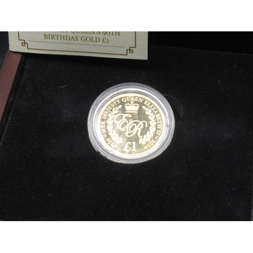 10 - CPM - Guernsey Queens 90th Birthday Gold £1, encapsulated in case with 2 COAs, Limited Edition No.07... 