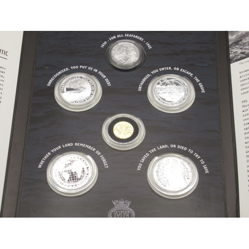 26 - Merchant Navy 'The Battle of the Atlantic 1939-45' 6 coin set, comprising encapsulated 24ct 'In Grat... 