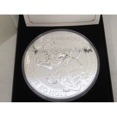 58 - Jubilee Mint - The Queens Beasts 10ozt Fine Silver £10 Coin, encapsulated in case with COA