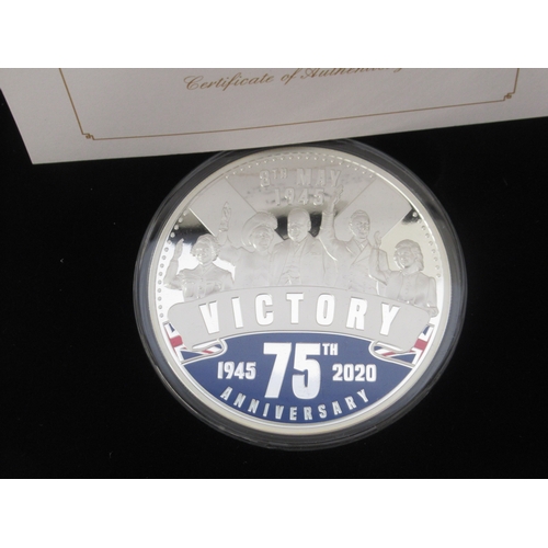 61 - Jubilee Mint - The 75th Anniversary of VE Day Fine Silver Proof 5oz Coin, encapsulated in case with ... 