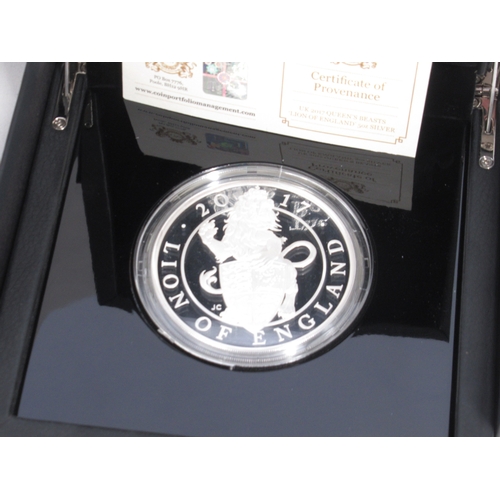 66 - The Royal Mint UK 2017 Queens Beasts 'Lion of England' 5oz Silver Coin, encapsulated in cast & box w... 